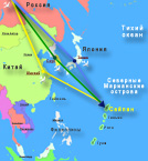 Общая карта маршрутов на остров Сайпан